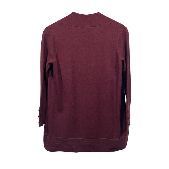 Evolution By Cyrus Sweater Myna Fine Knit Open Cardigan Burgundy Red Size Small - Picture 2 of 11